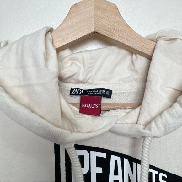 Zara Womens Small Snoopy Peanut Limited Tier Back Beige Hoodie - Picture 11 of 16